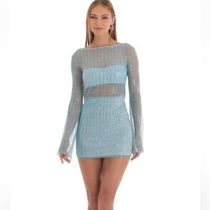 NWOT Lucy in the Sky S Blue Sequin Dress